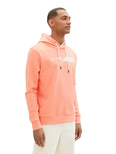 TOM TAILOR Herren Hoodie Sweatshirt mit Logo-Print, 12642 - Hazy Coral Rose, S von TOM TAILOR