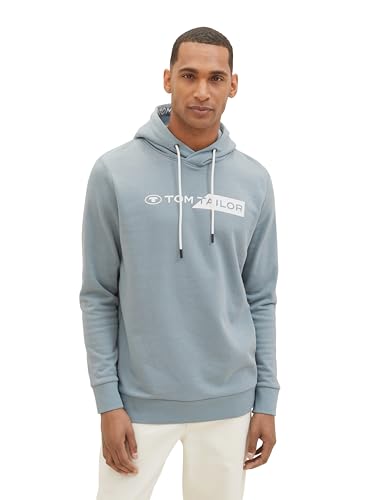 TOM TAILOR Herren Hoodie Sweatshirt mit Logo-Print, 27475 - Grey Mint, XXL von TOM TAILOR