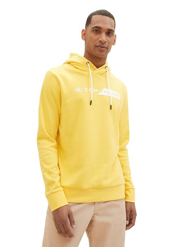 TOM TAILOR Herren Hoodie Sweatshirt mit Logo-Print, 34663 - Sunny Yellow, XXXL von TOM TAILOR