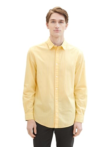 TOM TAILOR Herren Regular Fit Basic Hemd mit Streifen, 35194 - Sunny Yellow Stripe, XXL von TOM TAILOR