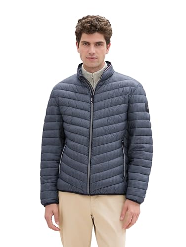 TOM TAILOR Herren 1041312 Lightweight Steppjacke mit Alloverprint, 35667-Navy Grey Geometric Design, L von TOM TAILOR