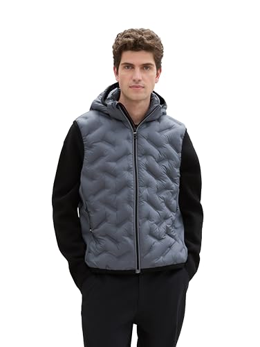 TOM TAILOR Herren 1041313 Hybrid Weste mit Kapuze, 28128-Stormy Teal, XXL von TOM TAILOR