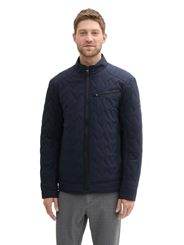 TOM TAILOR Herren 1041316 Fake-Lederjacke im Biker-Style, 10668-Sky Captain Blue, XL von TOM TAILOR