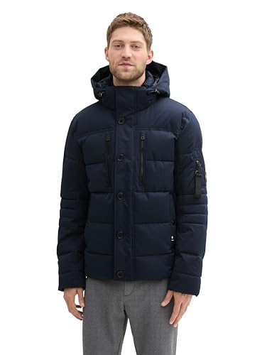 TOM TAILOR Herren 1041323 Pufferjacke mit Abnehmbarer Kapuze, 10668-Sky Captain Blue, XXL von TOM TAILOR