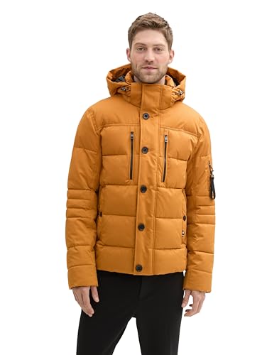 TOM TAILOR Herren 1041323 Pufferjacke mit Abnehmbarer Kapuze, 10821-Peanut Butter Brown, XXL von TOM TAILOR