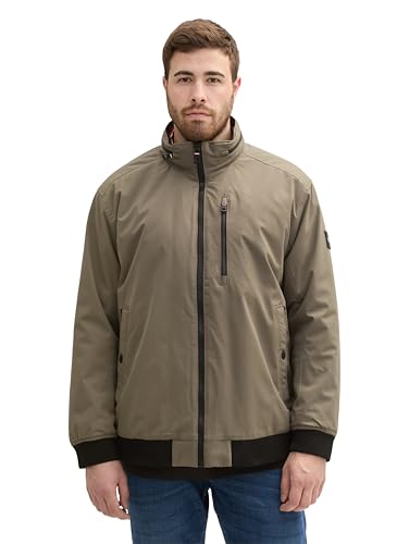 TOM TAILOR Herren 1042201 Plussize Übergangsjacke mit Kapuze im Stehkragen, 32097-Smokey Olive Green, 5XL von TOM TAILOR