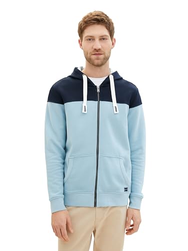 TOM TAILOR Herren Colourblock Hoodie Sweatjacke, 26298 - Calm Cloud Blue, XXXL von TOM TAILOR