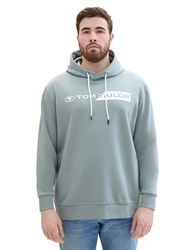 TOM TAILOR Herren Plussize Hoodie Sweatshirt mit Logo-Print, 27475 - Grey Mint, 5XL von TOM TAILOR