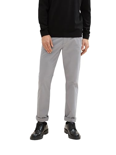 TOM TAILOR Herren 1042562 Chino Hose aus Stretch Twill, 10521-Smooth Grey, 28W x 34L von TOM TAILOR