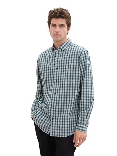 TOM TAILOR Herren 1042646 Hemd, 35999 - Dusty Mint Blue Vichy Check, S EU von TOM TAILOR