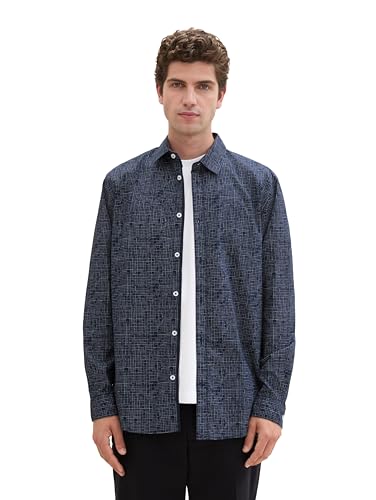 TOM TAILOR Herren 1042647 Regular Fit Hemd mit Print, 36013-Navy Grid Design, XXL TOM TAILOR Herren 1042647 Regular Fit Hemd mit Print, 36013-Navy Grid Design, XXL von TOM TAILOR