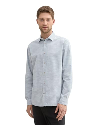 TOM TAILOR Herren 1042650 Regular Fit Hemd mit Struktur, 36020-Mint Blue Irregular Structure, XXL von TOM TAILOR