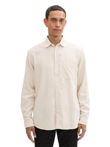 TOM TAILOR Herren 1042659 Regular Fit Hemd in Melange Optik, 36107-Light Sand, XL von TOM TAILOR
