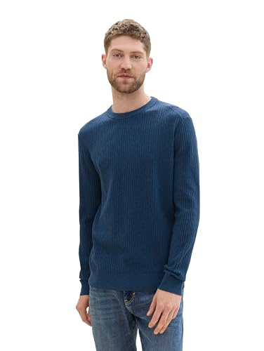 TOM TAILOR Herren 1043192 Basic Strickpullover mit Struktur, 26779-Nighttime Blue, X-Large von TOM TAILOR