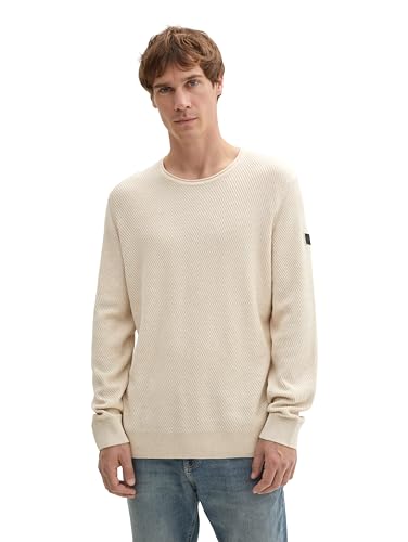 TOM TAILOR Herren 1043235 Basic Pullover mit Rundhalsausschnitt, 36107-Light Sand Melange, XX-Large von TOM TAILOR