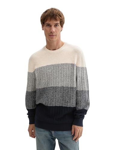 TOM TAILOR Herren 1043241 Strickpullover mit Streifen, 36064-Light Sand Navy Gradient, XXXL TOM TAILOR Herren 1043241 Strickpullover mit Streifen, 36064-Light Sand Navy Gradient, XXXL von TOM TAILOR