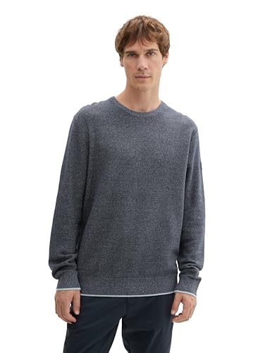 TOM TAILOR Herren 1043243 Basic Pullover mit Rundhalsausschnitt, 36089-Navy Blue Multicolor, XX-Large von TOM TAILOR