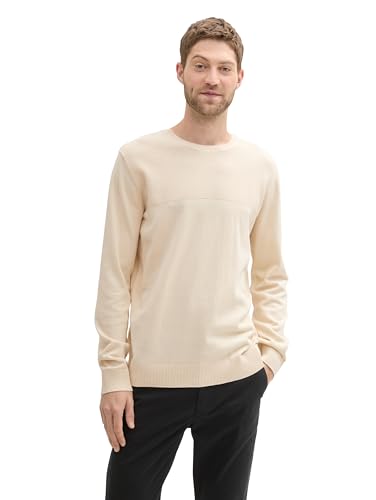TOM TAILOR Herren 1043259 Basic Strickpullover mit Rundhalsausschnitt, 27469-Smooth Light Sand, M TOM TAILOR Herren 1043259 Basic Strickpullover mit Rundhalsausschnitt, 27469-Smooth Light Sand, M von TOM TAILOR