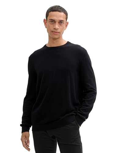 TOM TAILOR Herren Basic Strickpullover mit Kaschmir,29999 - Black, XL von TOM TAILOR
