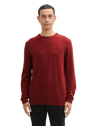 TOM TAILOR Herren 1043266 Basic Strickpullover mit Kaschmir, 35676-Burgundy Dark Red Melange, XX-Large von TOM TAILOR
