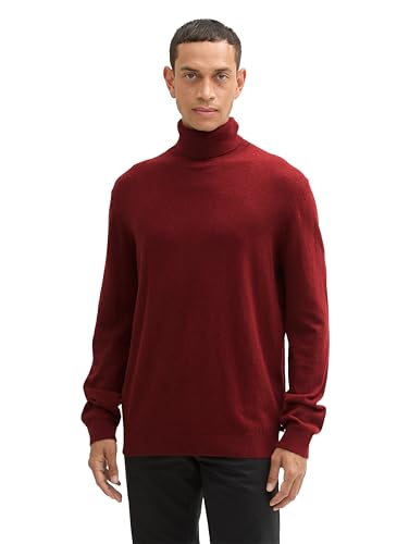 TOM TAILOR Herren 1043267 Basic Rollkragenpullover mit Kaschmir, 35676-Burgundy Dark Red Melange, X-Large von TOM TAILOR