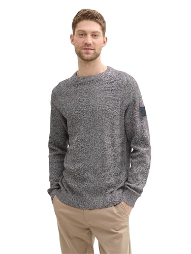 TOM TAILOR Herren 1043273 Basic Strickpullover mit Rundhalsausschnitt, 36162-Navy Teal Red Multicolor, Medium TOM TAILOR Herren 1043273 Basic Strickpullover mit Rundhalsausschnitt, 36162-Navy Teal Red Multicolor, Medium von TOM TAILOR