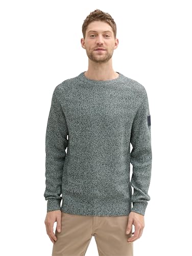 TOM TAILOR Herren 1043273 Basic Strickpullover mit Rundhalsausschnitt, 36163-Dark Green Teal Multicolor, X-Large TOM TAILOR Herren 1043273 Basic Strickpullover mit Rundhalsausschnitt, 36163-Dark Green Teal Multicolor, X-Large von TOM TAILOR