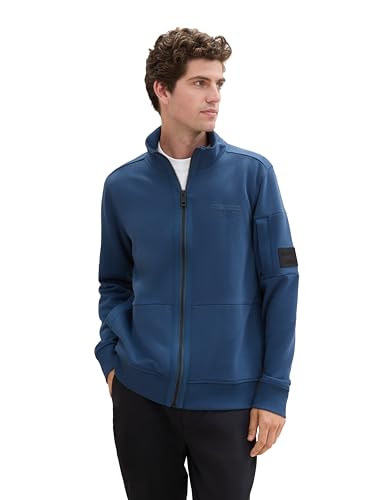 TOM TAILOR Herren 1043294 Sweatjacke mit Stehkragen, 26779-Nighttime Blue, M von TOM TAILOR