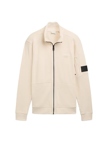 TOM TAILOR Herren 1043294 Sweatjacke mit Stehkragen, 27469-Smooth Light Sand, XXXL von TOM TAILOR