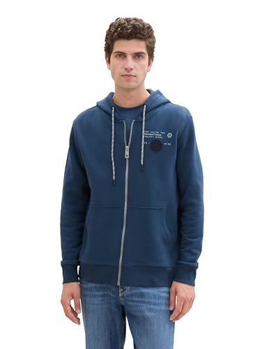 TOM TAILOR Herren 1043373 Basic Sweatjacke mit Kapuze, 26779-Nighttime Blue, M von TOM TAILOR