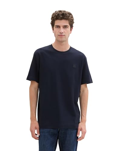 TOM TAILOR Herren 1043386 Basic T-Shirt mit Struktur, 10668-Sky Captain Blue, M von TOM TAILOR