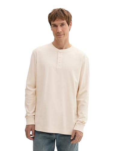 TOM TAILOR Herren 1043387 Longsleeve Henley mit Struktur, 27469-Smooth Light Sand, XXL von TOM TAILOR