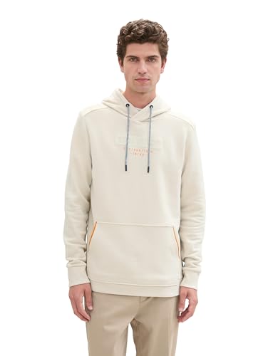 TOM TAILOR Herren 1043391 Basic Hoodie mit Kapuze, 27469-Smooth Light Sand, L von TOM TAILOR