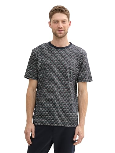 TOM TAILOR Herren 1043410 Basic T-Shirt mit Alloverprint, 36037-Navy Triangle Design, M TOM TAILOR Herren 1043410 Basic T-Shirt mit Alloverprint, 36037-Navy Triangle Design, M von TOM TAILOR