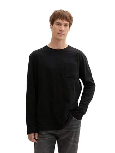 TOM TAILOR Herren 1043414 Basic Longsleeve mit Brusttasche, 29999-Black, XXL TOM TAILOR Herren 1043414 Basic Longsleeve mit Brusttasche, 29999-Black, XXL von TOM TAILOR