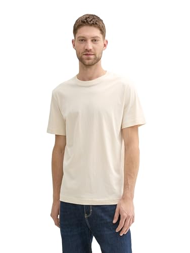 TOM TAILOR Herren 1043417 Basic T-Shirt mit Baumwolle, 27469-Smooth Light Sand, Small von TOM TAILOR