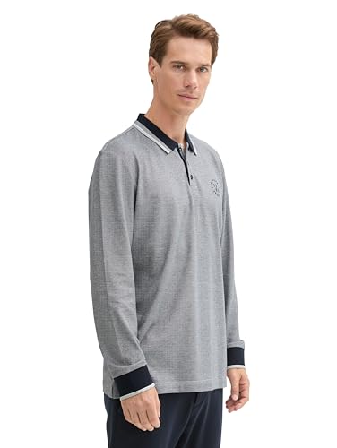 TOM TAILOR Herren 1043419 Longsleeve Basic Piqué Poloshirt, 24571-Navy White Two Tone Pique, M von TOM TAILOR