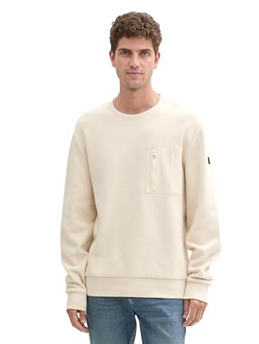 TOM TAILOR Herren 1043426 Basic Sweatshirt mit Brusttasche, 27469-Smooth Light Sand, XL TOM TAILOR Herren 1043426 Basic Sweatshirt mit Brusttasche, 27469-Smooth Light Sand, XL von TOM TAILOR