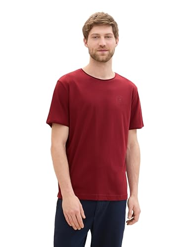 TOM TAILOR Herren 1043717 Basic T-Shirt mit kleinem Logoprint, 13721-Burgundy Dark Red, XXL von TOM TAILOR