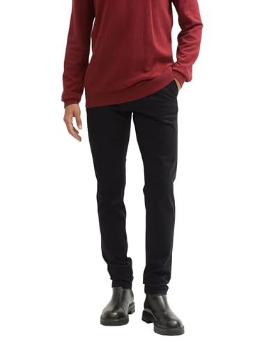 TOM TAILOR Herren 1043719 Slim Fit Chino Hose mit Gürtel, 29999-Black, 34/36 von TOM TAILOR