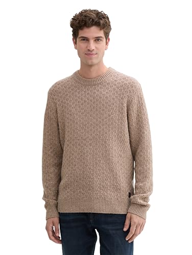 TOM TAILOR Herren 1044537 Pullover, 36976 - Parasol Brown Multicolor Neps, M EU von TOM TAILOR