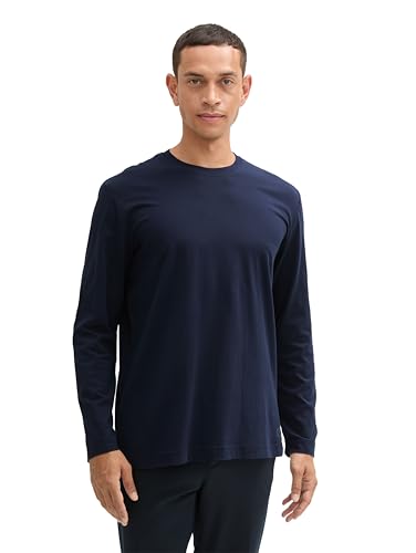 TOM TAILOR Herren 1044770 Basic Longsleeve aus Baumwolle, 10668-Sky Captain Blue, XXL von TOM TAILOR