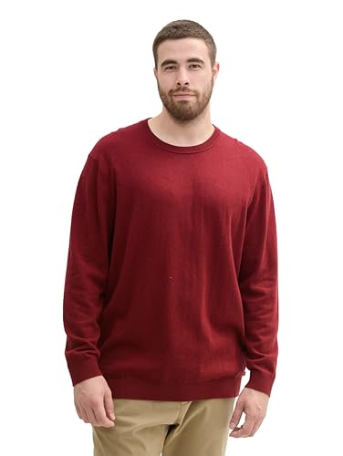 TOM TAILOR Herren 1044796 Plussize Basic Strickpullover mit Kaschmir, 35676-Burgundy Dark Red Melange, 4XL Größen von TOM TAILOR