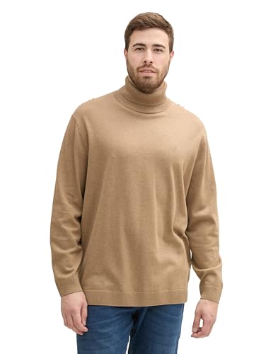 TOM TAILOR Herren 1044893 Plussize Basic Pullover mit Rollkragen, 31089-Hazel Brown Melange, 3XL Grande Taille von TOM TAILOR