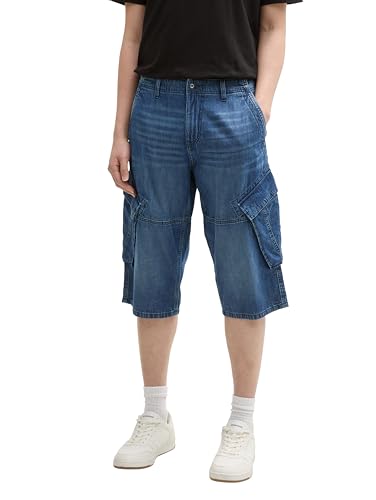TOM TAILOR Herren 1044977 Bermuda Jeans Shorts, 32191-Used Dark Stone Blue Denim, 33 von TOM TAILOR
