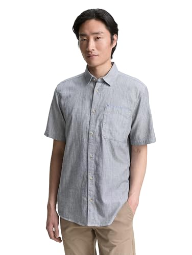 TOM TAILOR Herren 1046098 Hemd, 37910-Navy Slub Structure, XL von TOM TAILOR