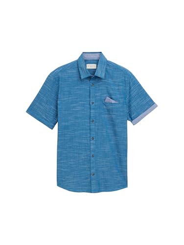 TOM TAILOR Herren 1046100 Hemd, 37905-Petrol Horizontal Structure, L von TOM TAILOR