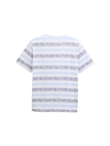 TOM TAILOR Herren 1046723 T-Shirt, 38291-Blueish Grey Leaf Stripe, XXL von TOM TAILOR