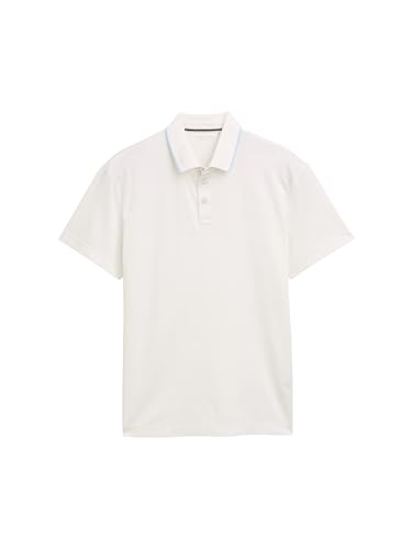 TOM TAILOR Herren 1046770 Poloshirt, 38137 - White Tonal Two Tone, L EU von TOM TAILOR