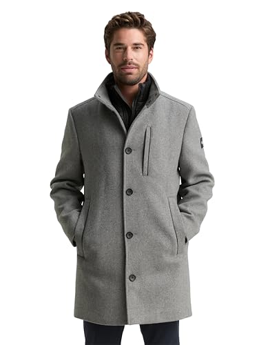 TOM TAILOR Herren 1046983 Wollmantel, 30507-Light Stone Grey Wool Twill, L von TOM TAILOR
